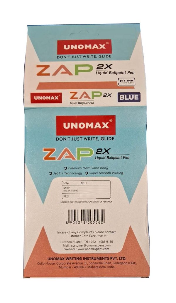 Unomax ZAP 2x Blue Ball Pen