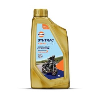 GULF SYNTRAC 10W-40 4T API SP, JASO MA2 | Ester Technology | 2 Wheeler Bike Advanced 100% Full-Synthetic Engine Oil [1 L] - Pack of 1