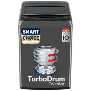 LG 7 Kg 5 Star Smart Inverter Technology Fully Automatic Top Load Washing Machine (T70VBMB1Z, Auto Prewash, Turbodrum, Stainless Steel drum, LED Display, Smart Diagnosis Middle Black)