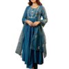 Nermosa Women Embroidery Solid A-Line Kurta and Pant Set with Dupatta