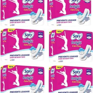 SOFY BodyFit Extra Large AntiBActiria Sanitary Pad (Pack of 6, 6 Pads Each)