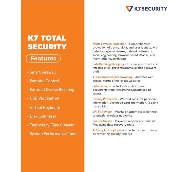 K7 Security K7 Total Security Latest Version, 3 Pc's, 1 Year (Email Delivery In 2 Hours, No Cd) - Image 2